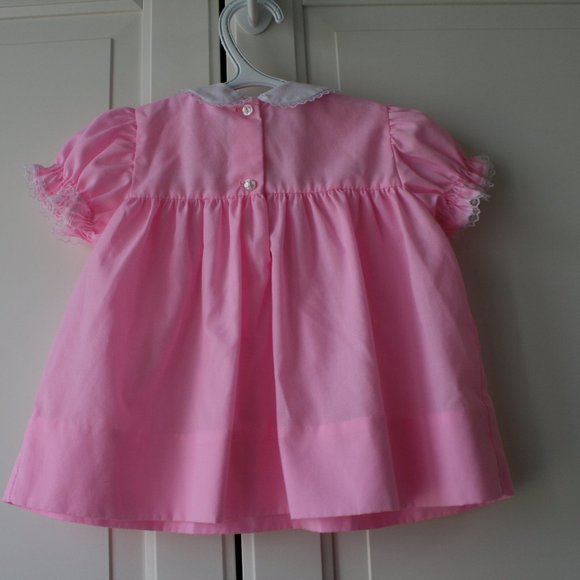 Pink vintage baby girl dress pinafore 12 months - Picture 8 of 16